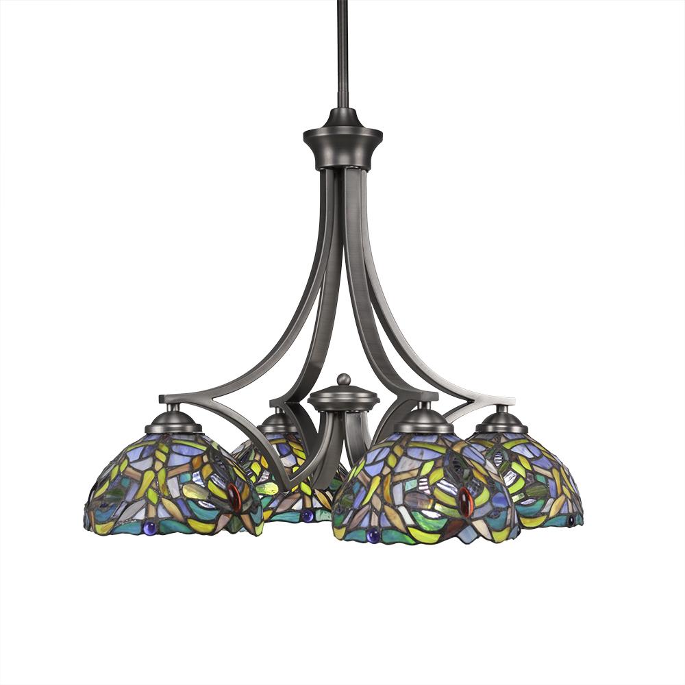 Toltec Company ZILO 568-GP-9905 Chandelier Art Glass - Black