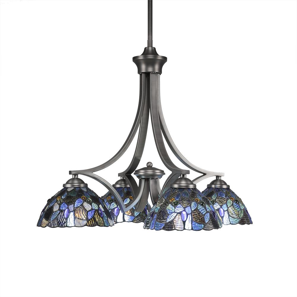 Toltec Company ZILO 568-GP-9955 Chandelier Art Glass - Black