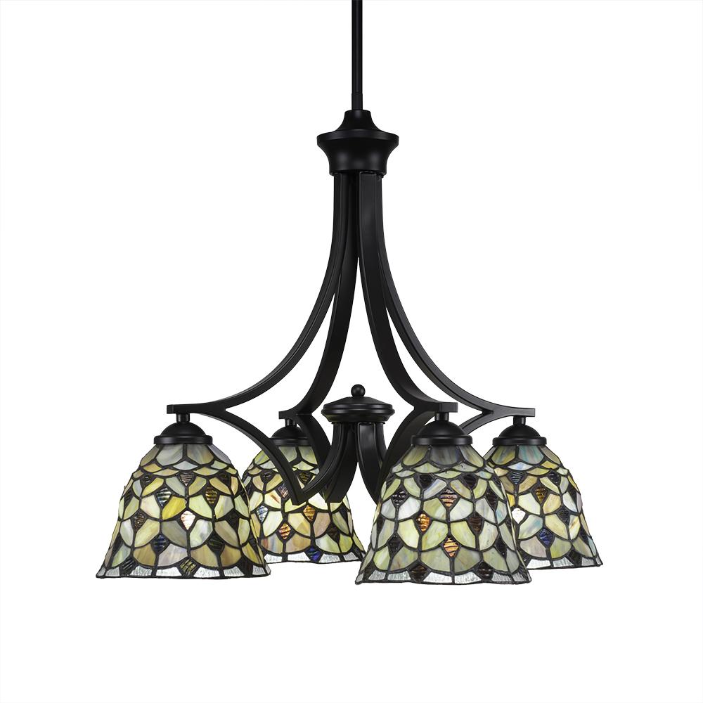 Toltec Company ZILO 568-MB-9965 Chandelier Art Glass - Black