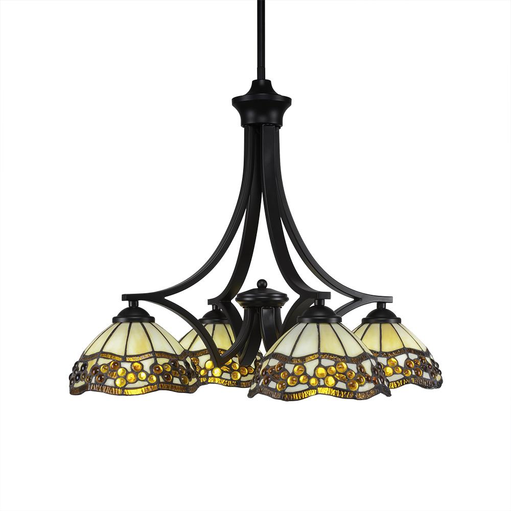 Toltec Company ZILO 568-MB-9975 Chandelier Art Glass - Black