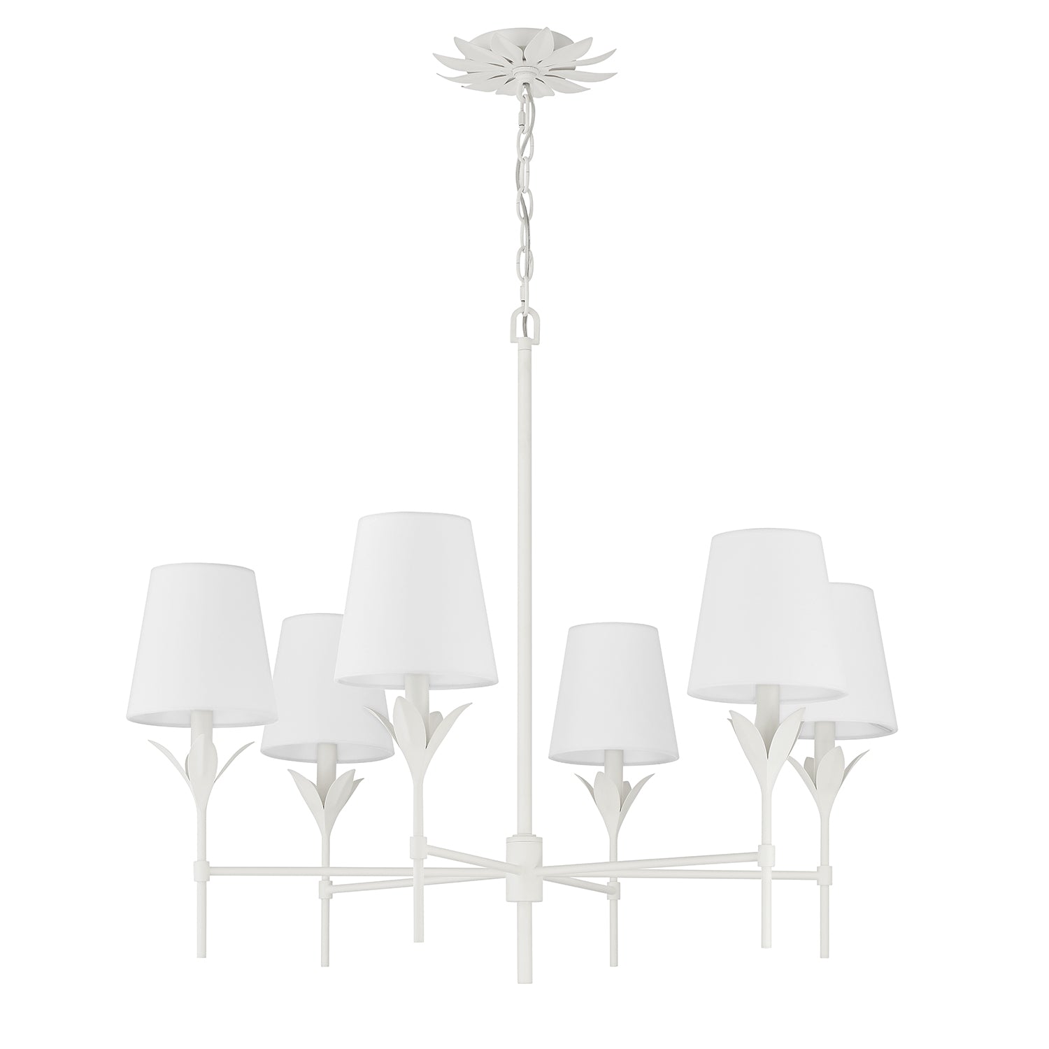 Crystorama Broche 568-MT – 32 Inch – 6 Light – Chandelier – Matte White – Dry Rated