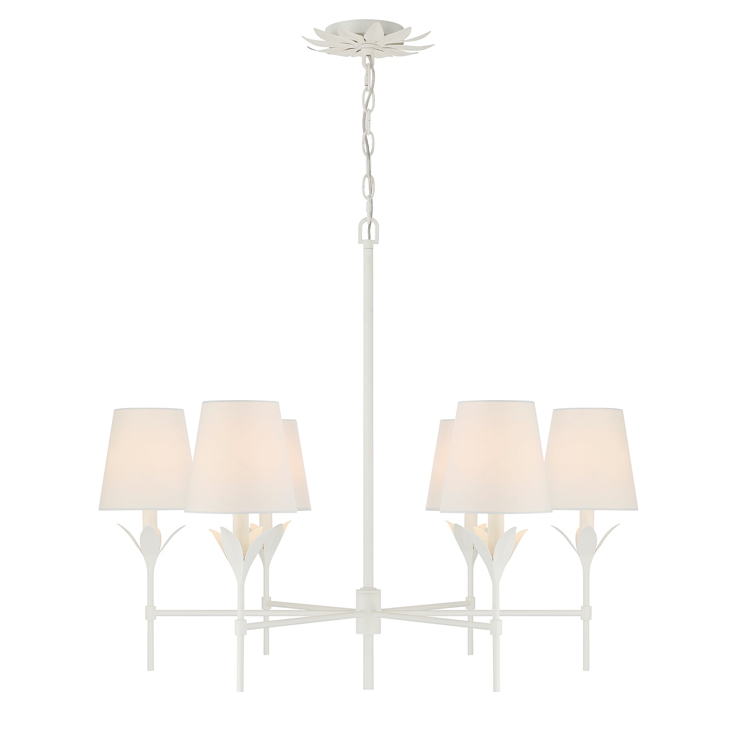 Crystorama Broche 568-MT – 32 Inch – 6 Light – Chandelier – Matte White – Dry Rated