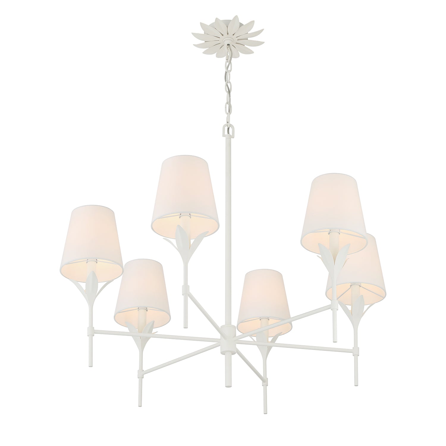 Crystorama Broche 568-MT – 32 Inch – 6 Light – Chandelier – Matte White – Dry Rated