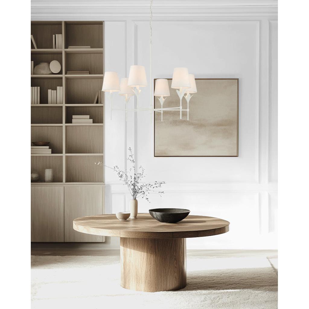 Crystorama Broche 568-MT – 32 Inch – 6 Light – Chandelier – Matte White – Dry Rated