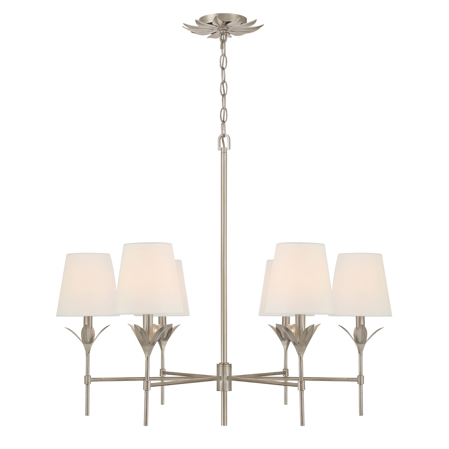 Crystorama Broche 568-SA – 32 Inch – 6 Light – Chandelier – Antique Silver – Dry Rated