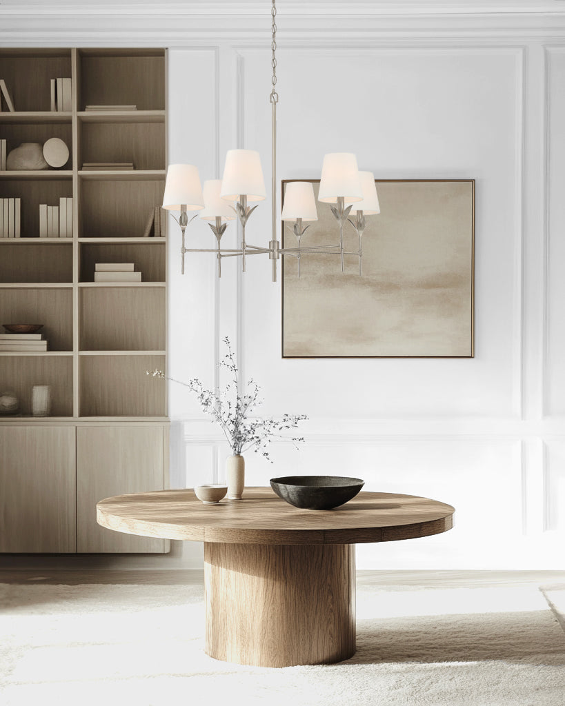 Crystorama Broche 568-SA – 32 Inch – 6 Light – Chandelier – Antique Silver – Dry Rated