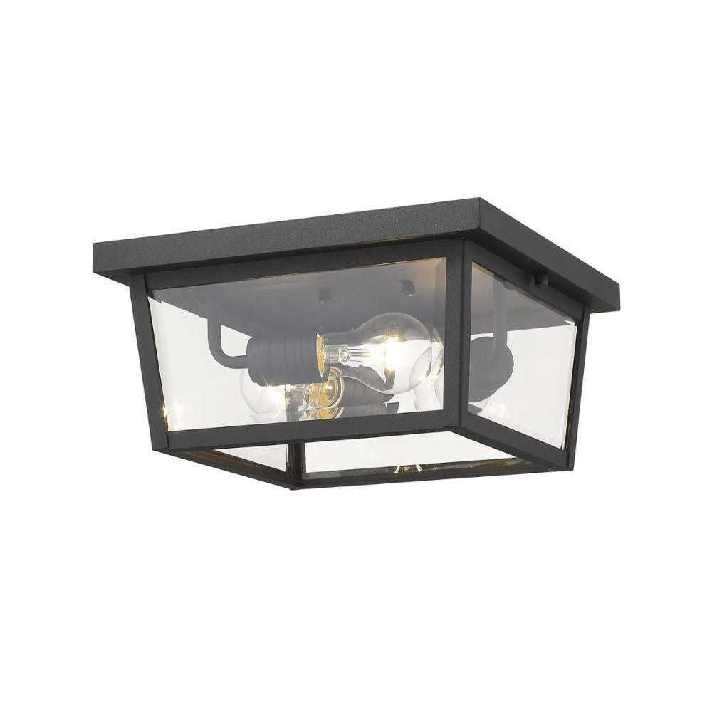3 Light Outdoor Flush Mount Light-Clear Beveled