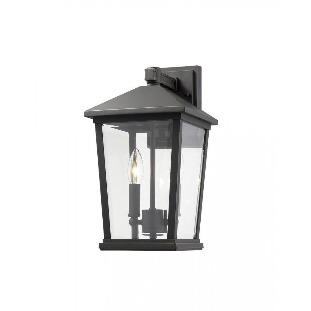 2 Light Outdoor Wall Light-Clear Beveled