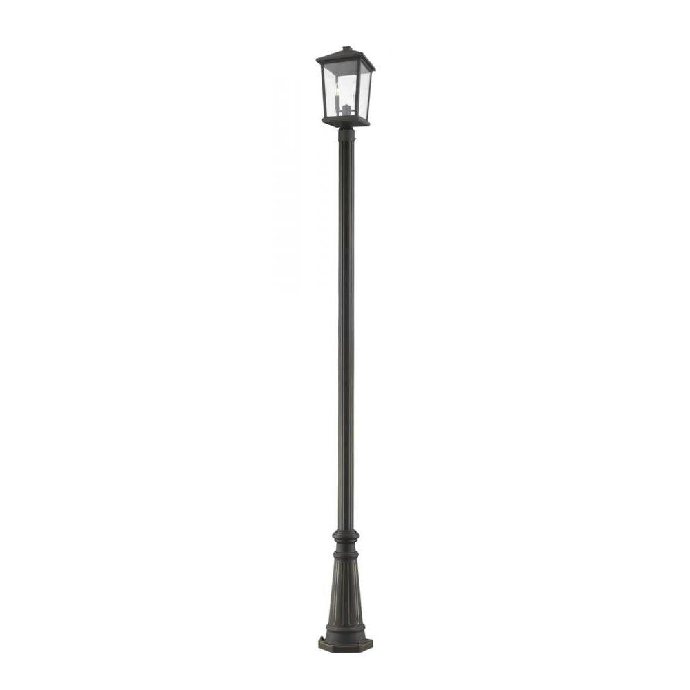 2 Light Outdoor Post Mounted Fixture-Clear Beveled