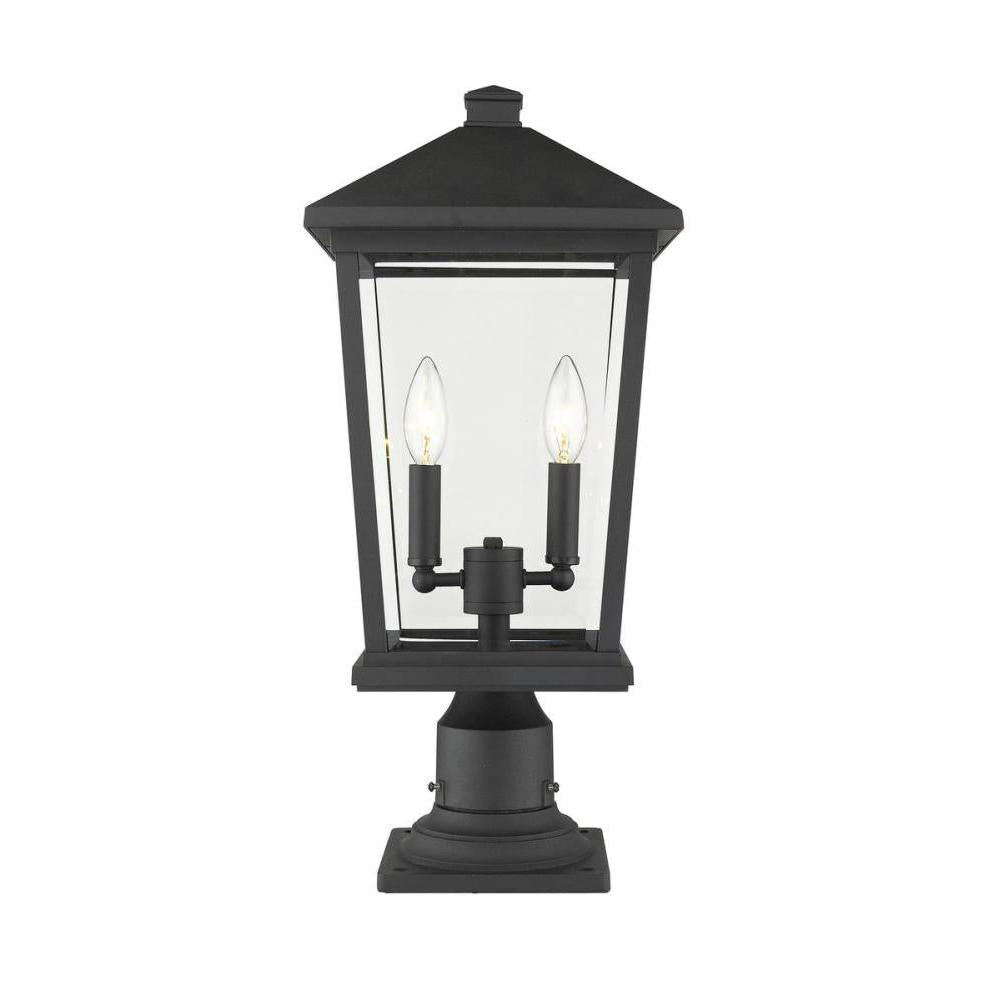 2 Light Outdoor Pier Mounted Fixture-Clear Beveled