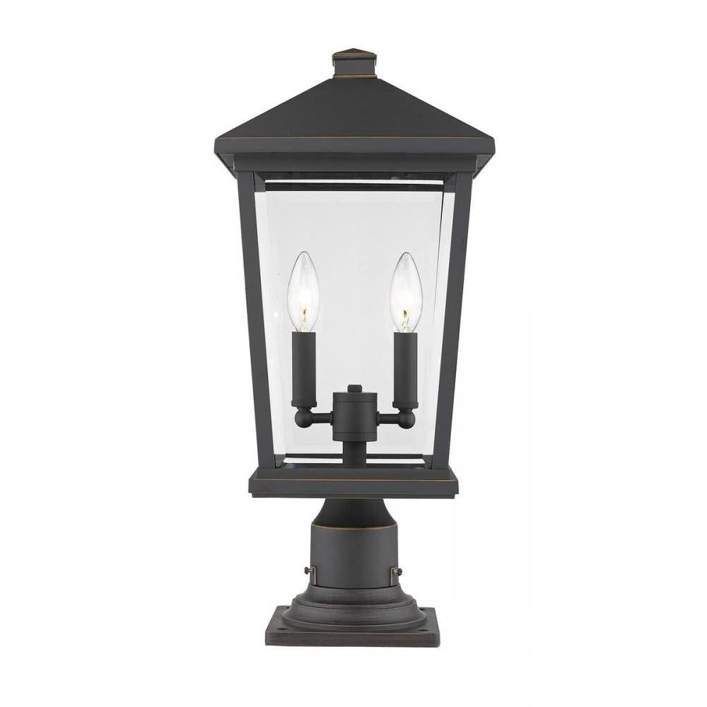 2 Light Outdoor Pier Mounted Fixture-Clear Beveled