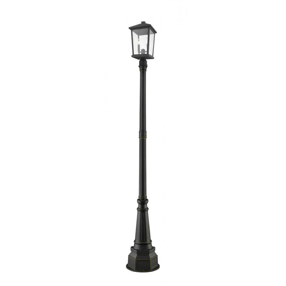 2 Light Outdoor Post Mounted Fixture-Clear Beveled