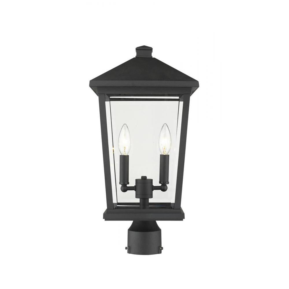 2 Light Outdoor Post Mount Fixture-Clear Beveled