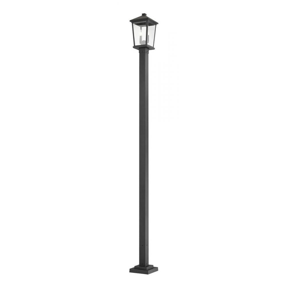 2 Light Outdoor Post Mounted Fixture-Clear Beveled