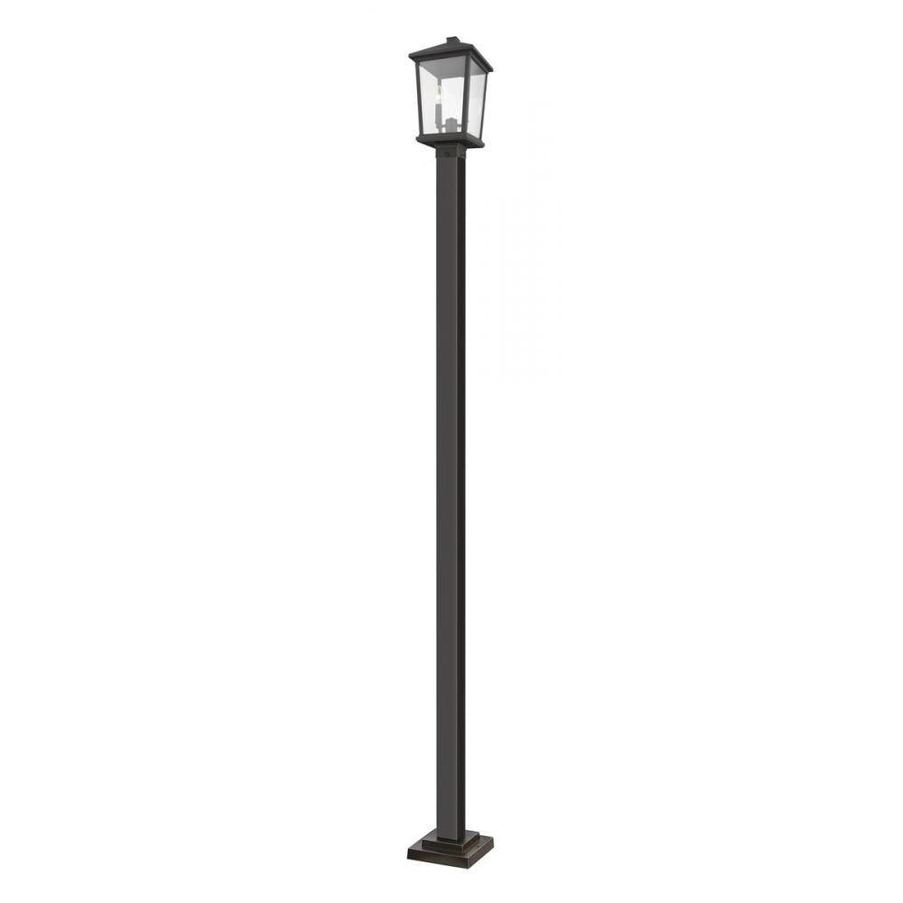 2 Light Outdoor Post Mounted Fixture-Clear Beveled