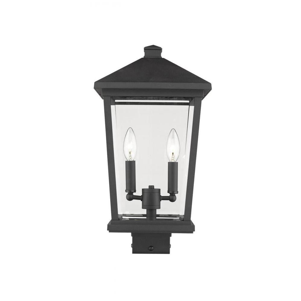 2 Light Outdoor Post Mount Fixture-Clear Beveled