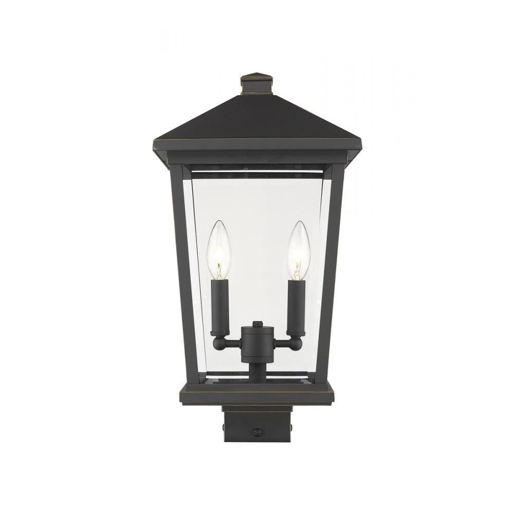 2 Light Outdoor Post Mount Fixture-Clear Beveled