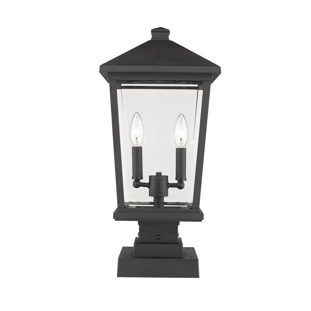 2 Light Outdoor Pier Mounted Fixture-Clear Beveled