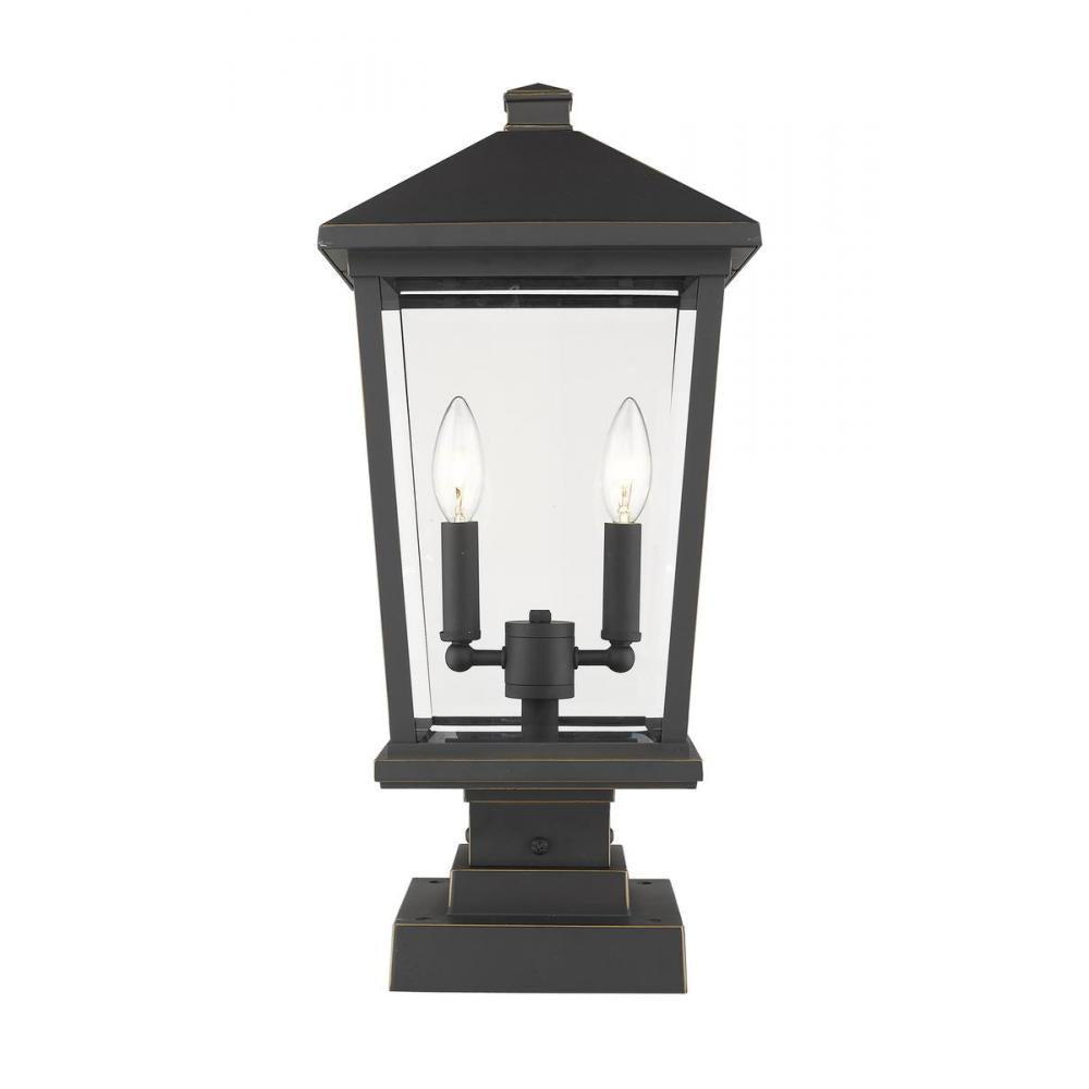 2 Light Outdoor Pier Mounted Fixture-Clear Beveled