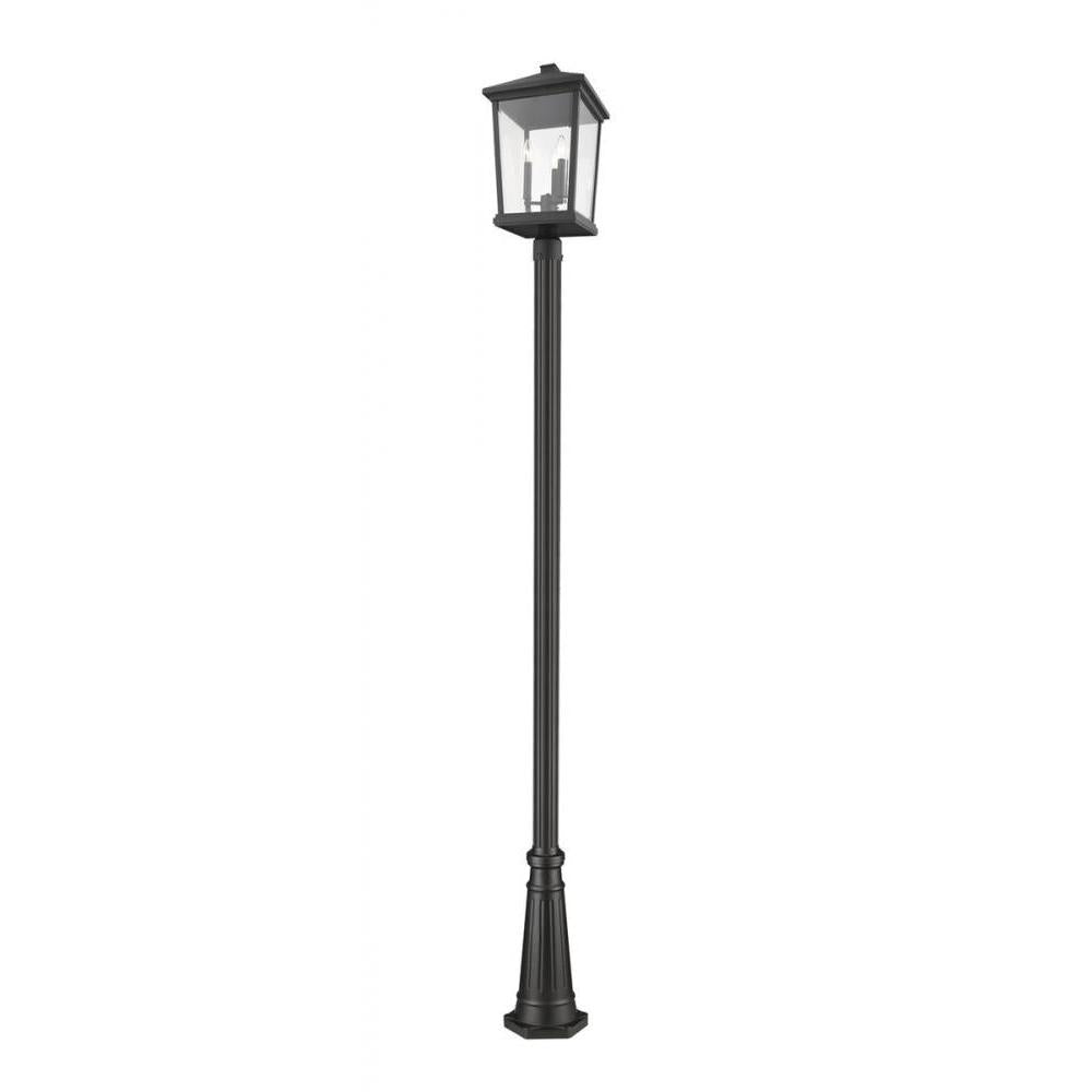 3 Light Outdoor Post Mounted Fixture-Clear Beveled