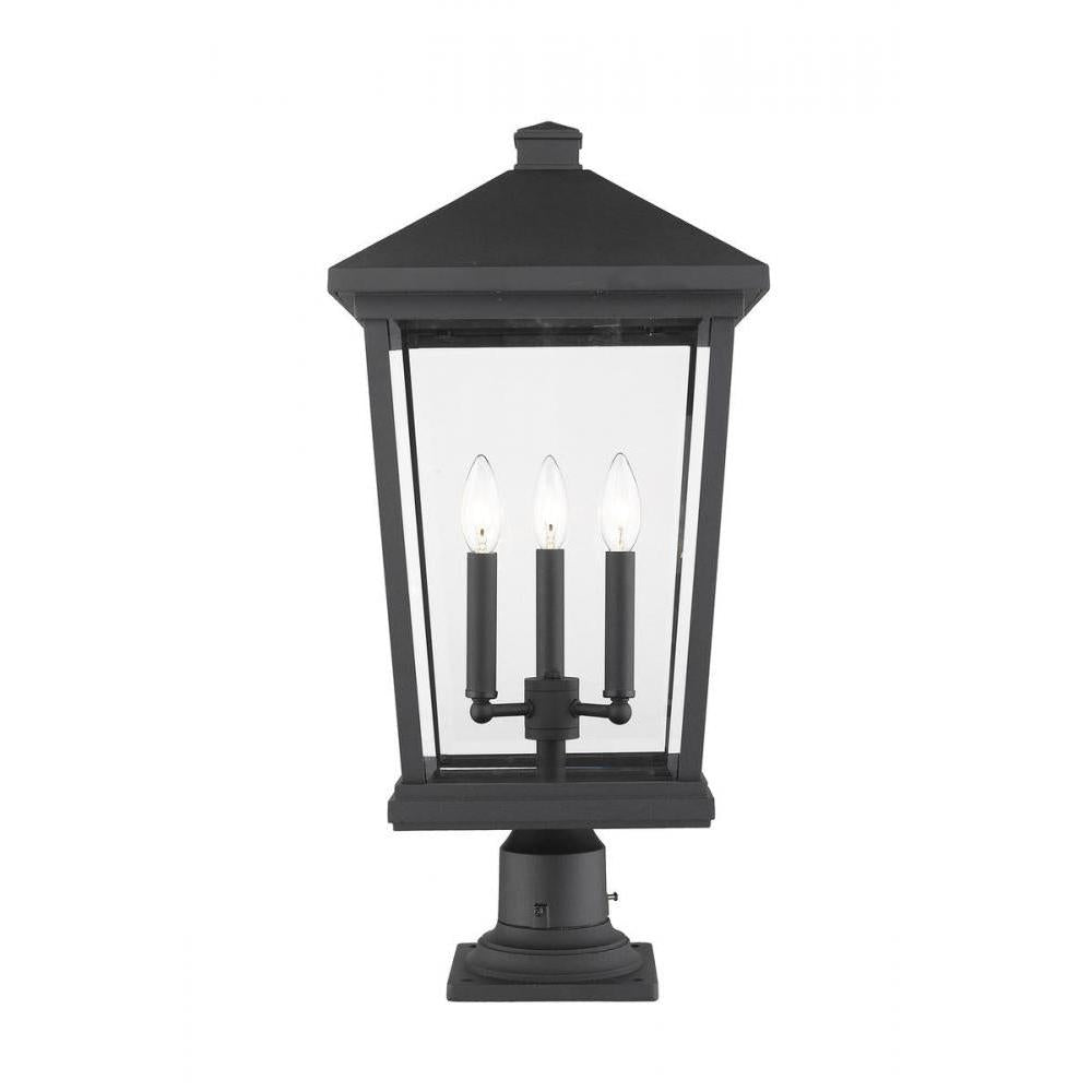 3 Light Outdoor Pier Mounted Fixture-Clear Beveled