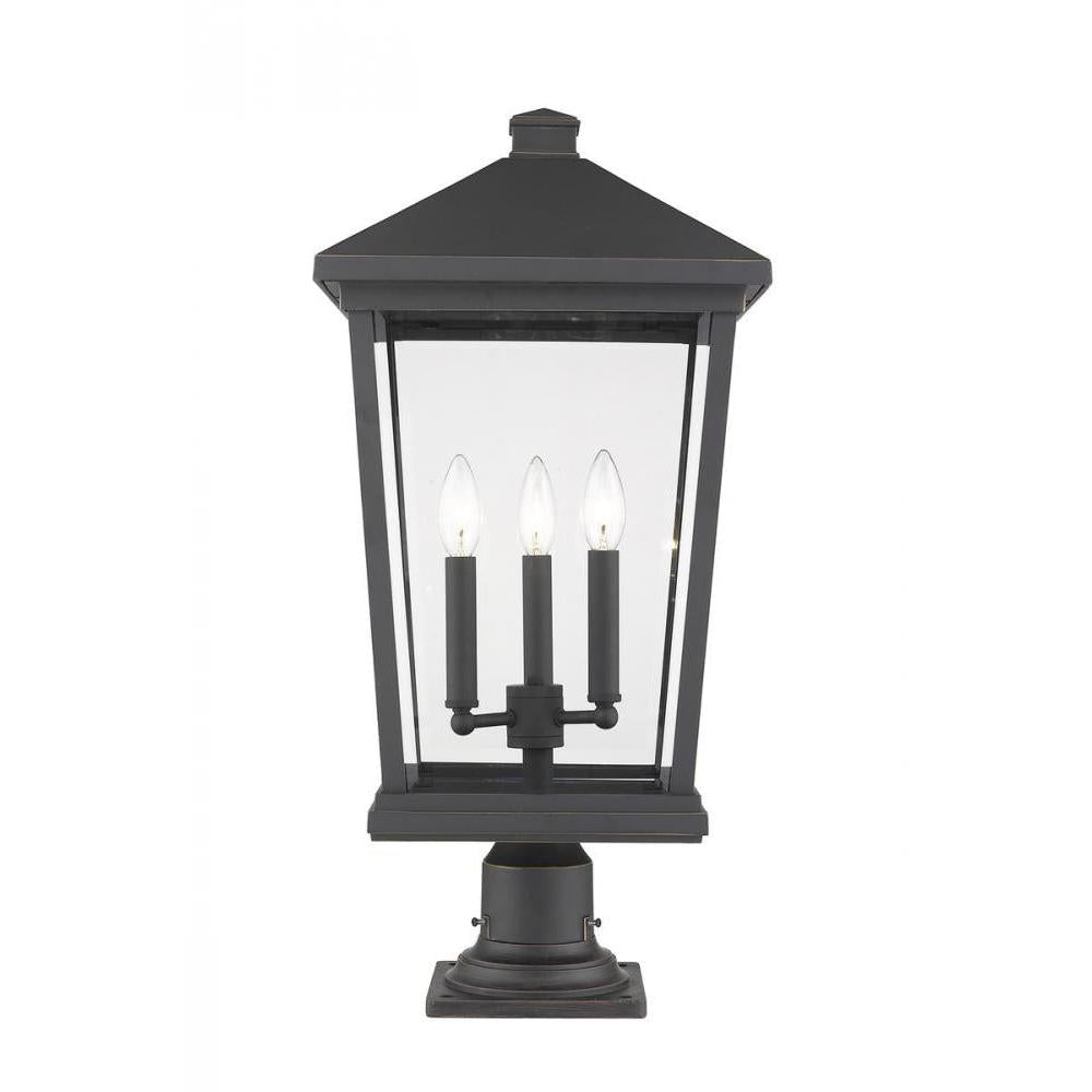 3 Light Outdoor Pier Mounted Fixture-Clear Beveled