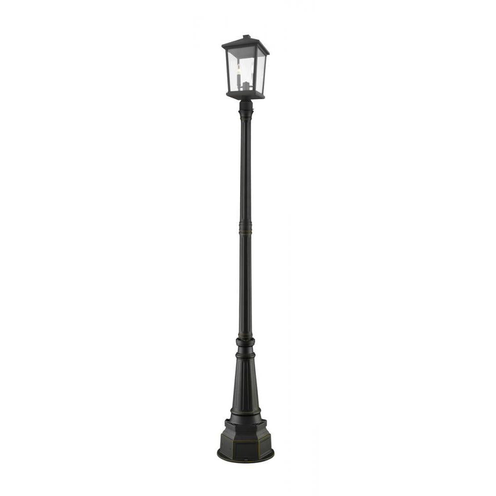 3 Light Outdoor Post Mounted Fixture-Clear Beveled