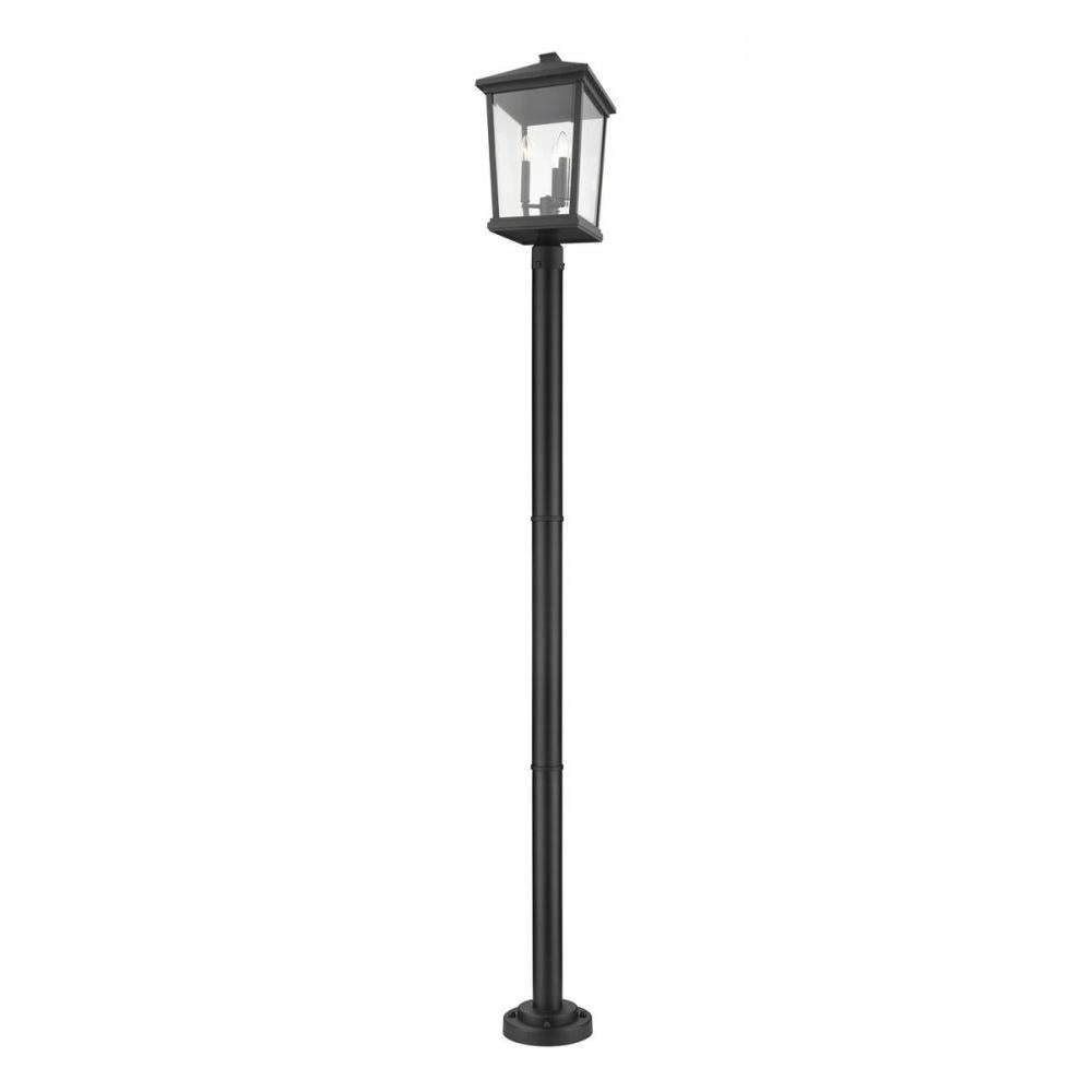 3 Light Outdoor Post Mounted Fixture-Clear Beveled