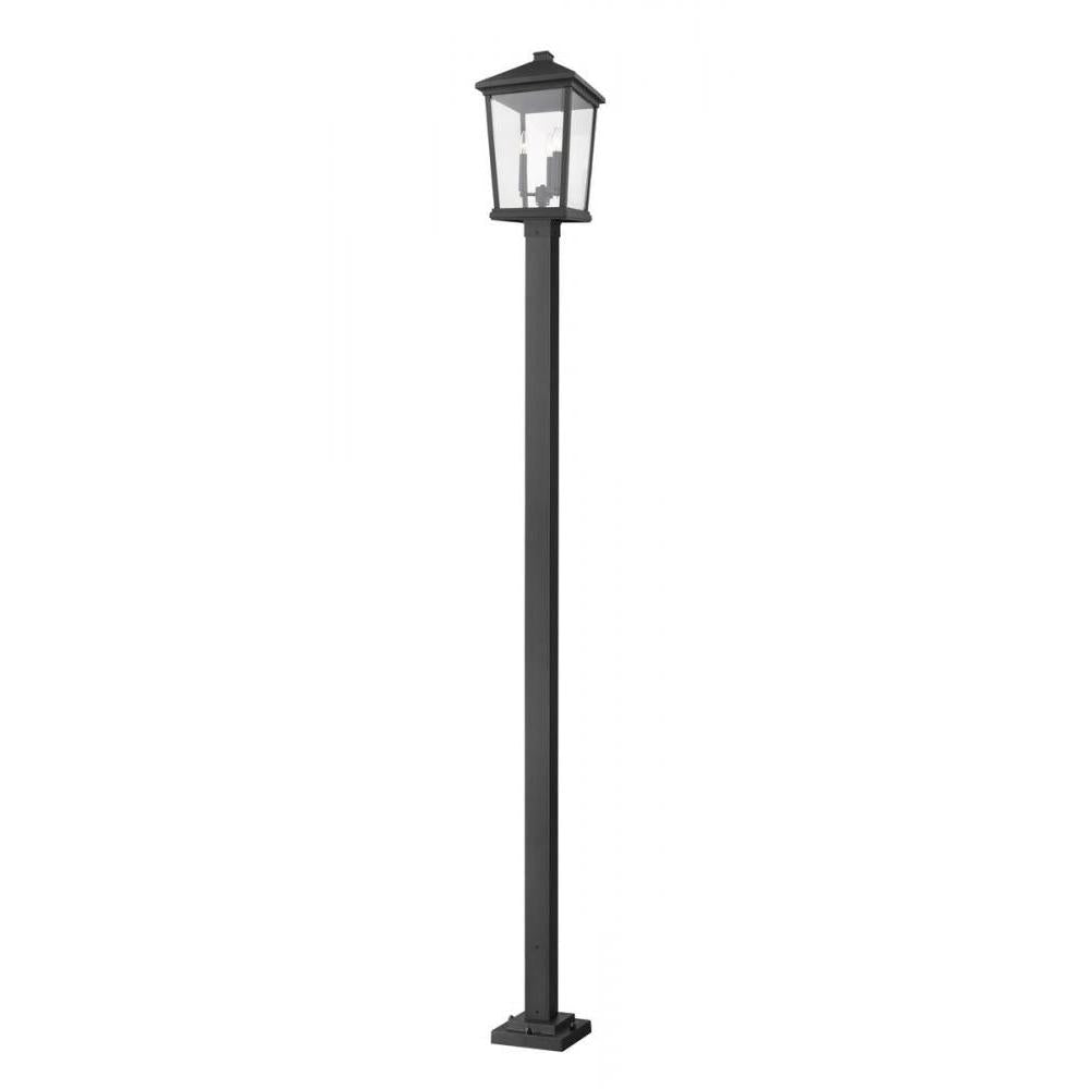3 Light Outdoor Post Mounted Fixture-Clear Beveled