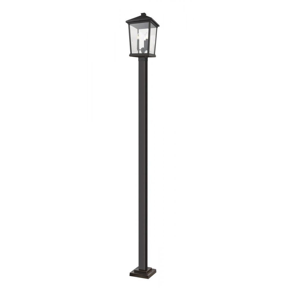 3 Light Outdoor Post Mounted Fixture-Clear Beveled
