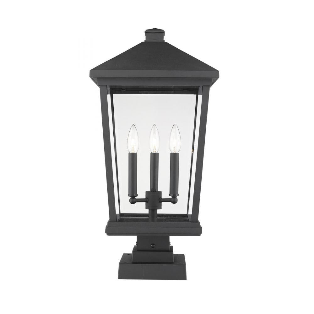 3 Light Outdoor Pier Mounted Fixture-Clear Beveled
