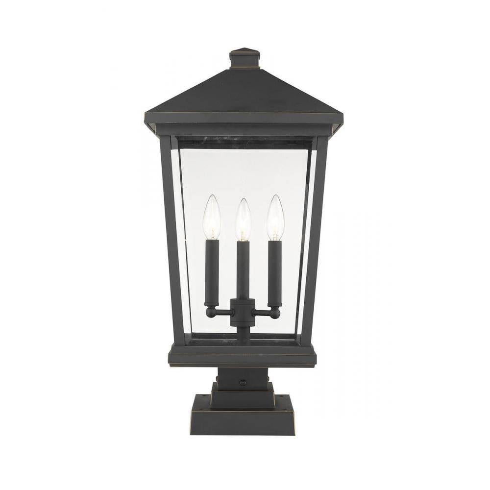 3 Light Outdoor Pier Mounted Fixture-Clear Beveled