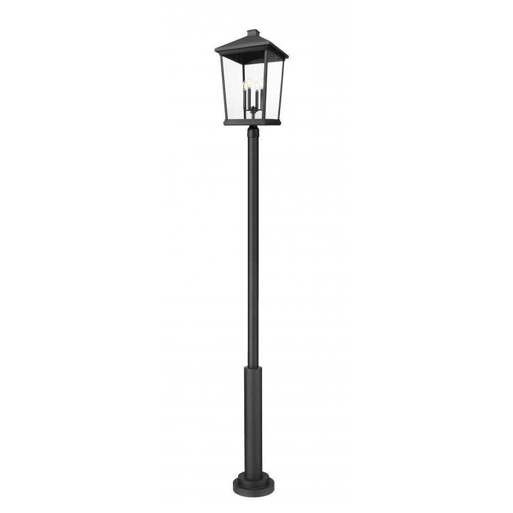 4 Light Outdoor Post Mount Fixture-Clear Beveled
