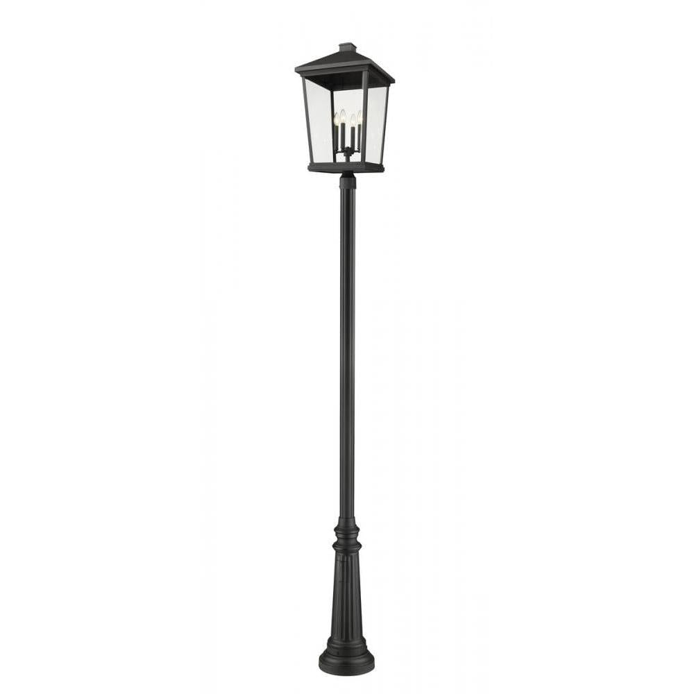 4 Light Outdoor Post Mounted Fixture-Clear Beveled