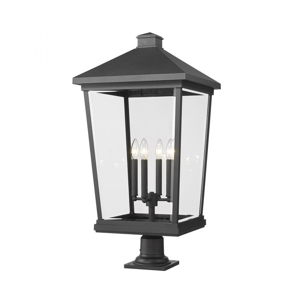 4 Light Outdoor Pier Mounted Fixture-Clear Beveled