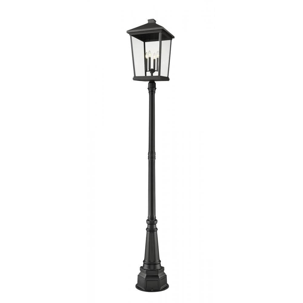 4 Light Outdoor Post Mounted Fixture-Clear Beveled