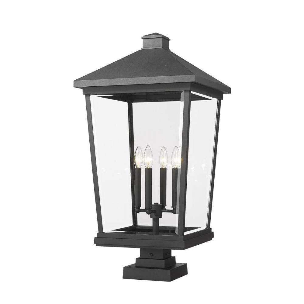 4 Light Outdoor Pier Mounted Fixture-Clear Beveled