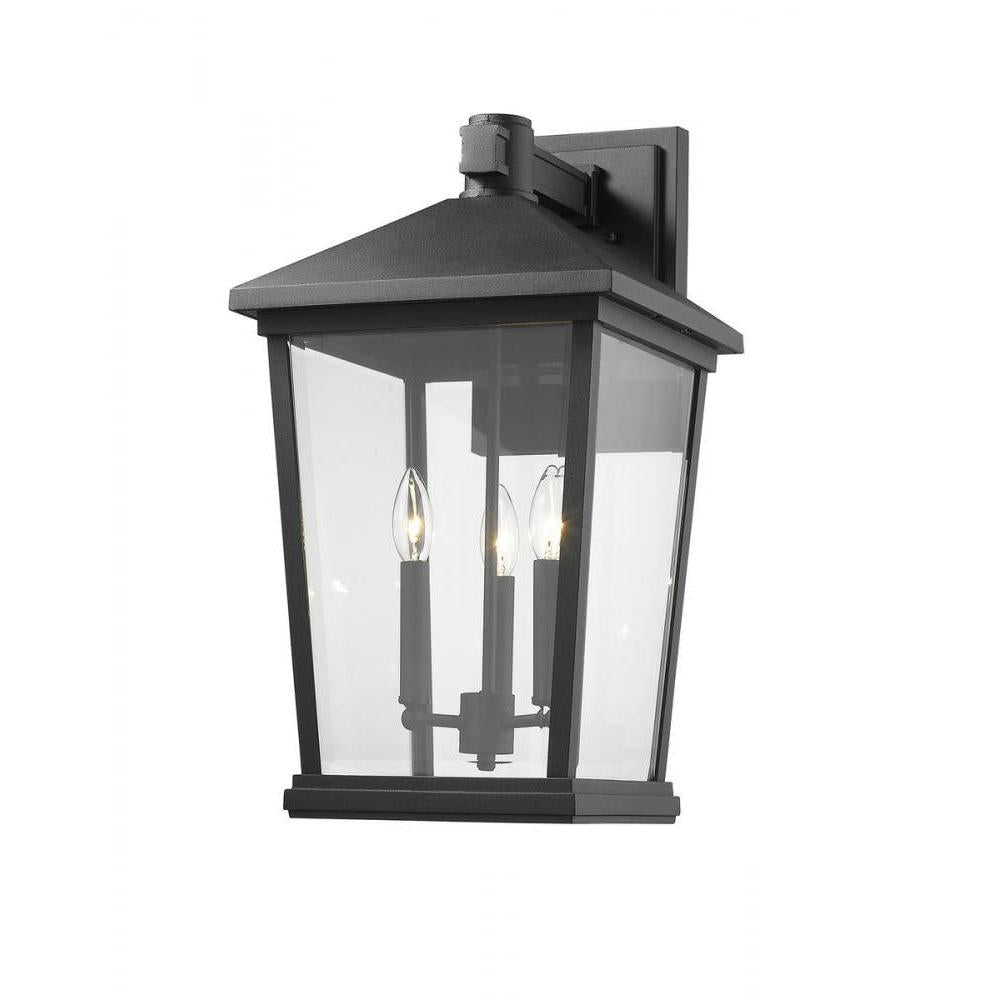 3 Light Outdoor Wall Light-Clear Beveled