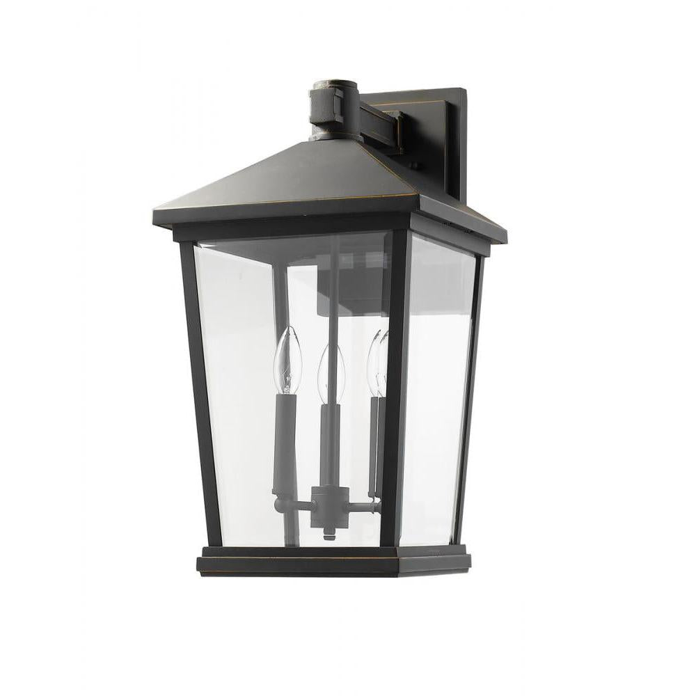 3 Light Outdoor Wall Light-Clear Beveled