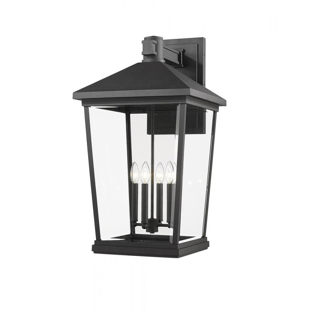 4 Light Outdoor Wall Light-Clear Beveled