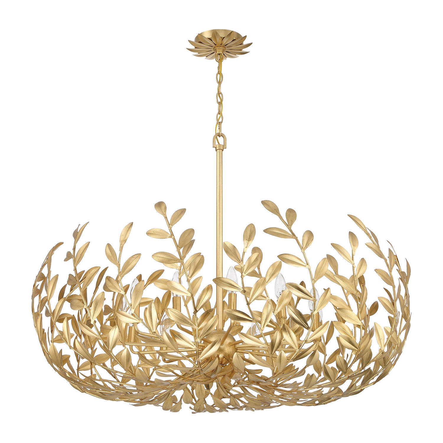 Crystorama Broche 569-GA – 42 Inch – 12 Light – Chandelier – Antique Gold – Damp Rated