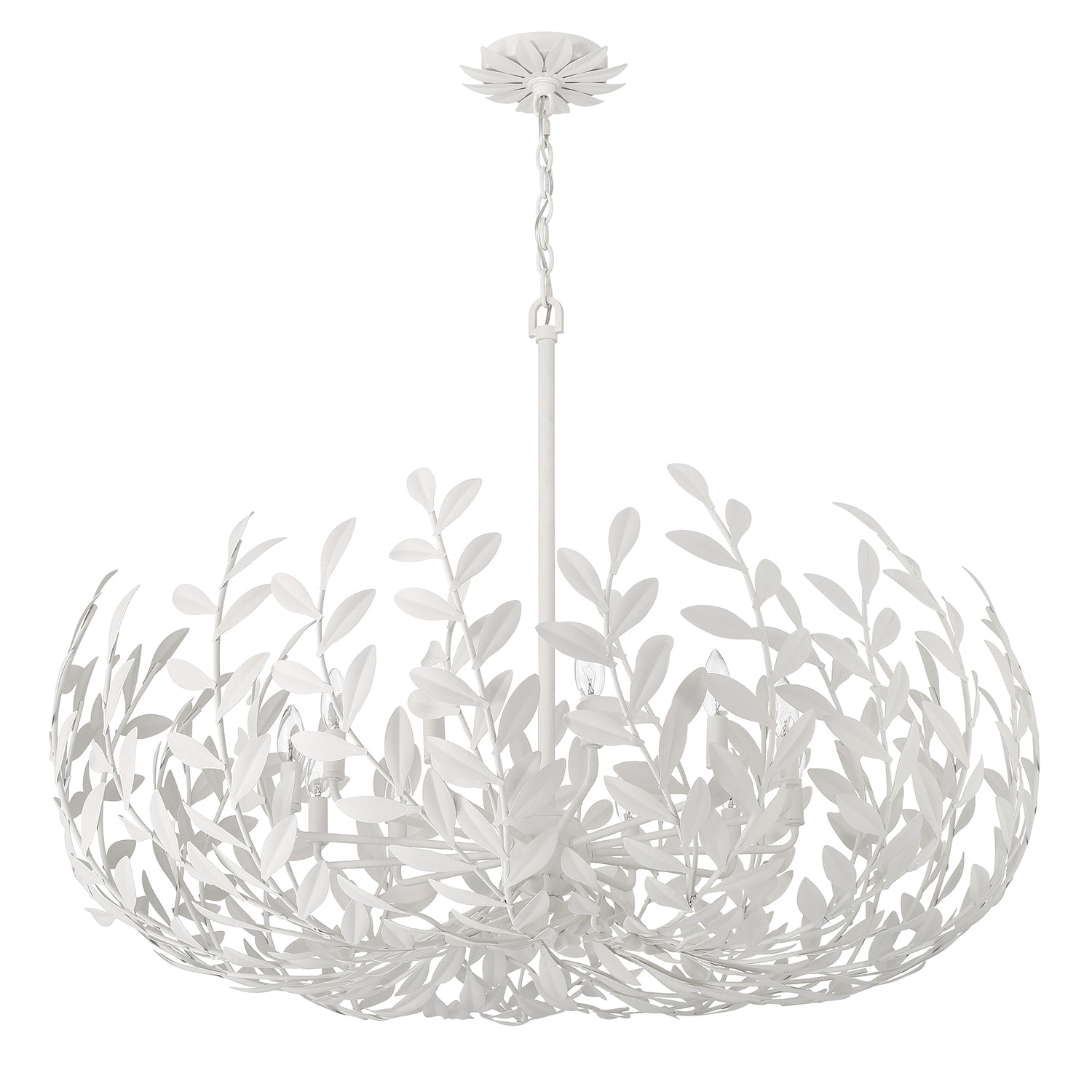 Crystorama Broche 569-MT – 42 Inch – 12 Light – Chandelier – Matte White – Damp Rated