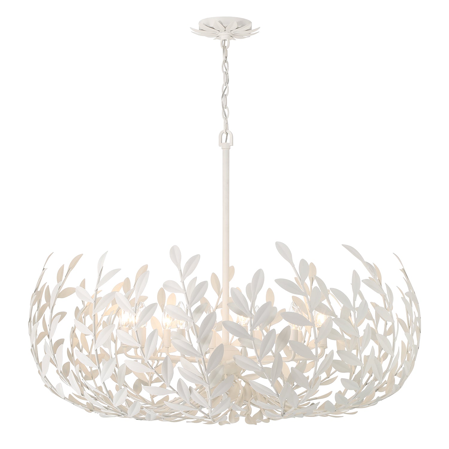 Crystorama Broche 569-MT – 42 Inch – 12 Light – Chandelier – Matte White – Damp Rated