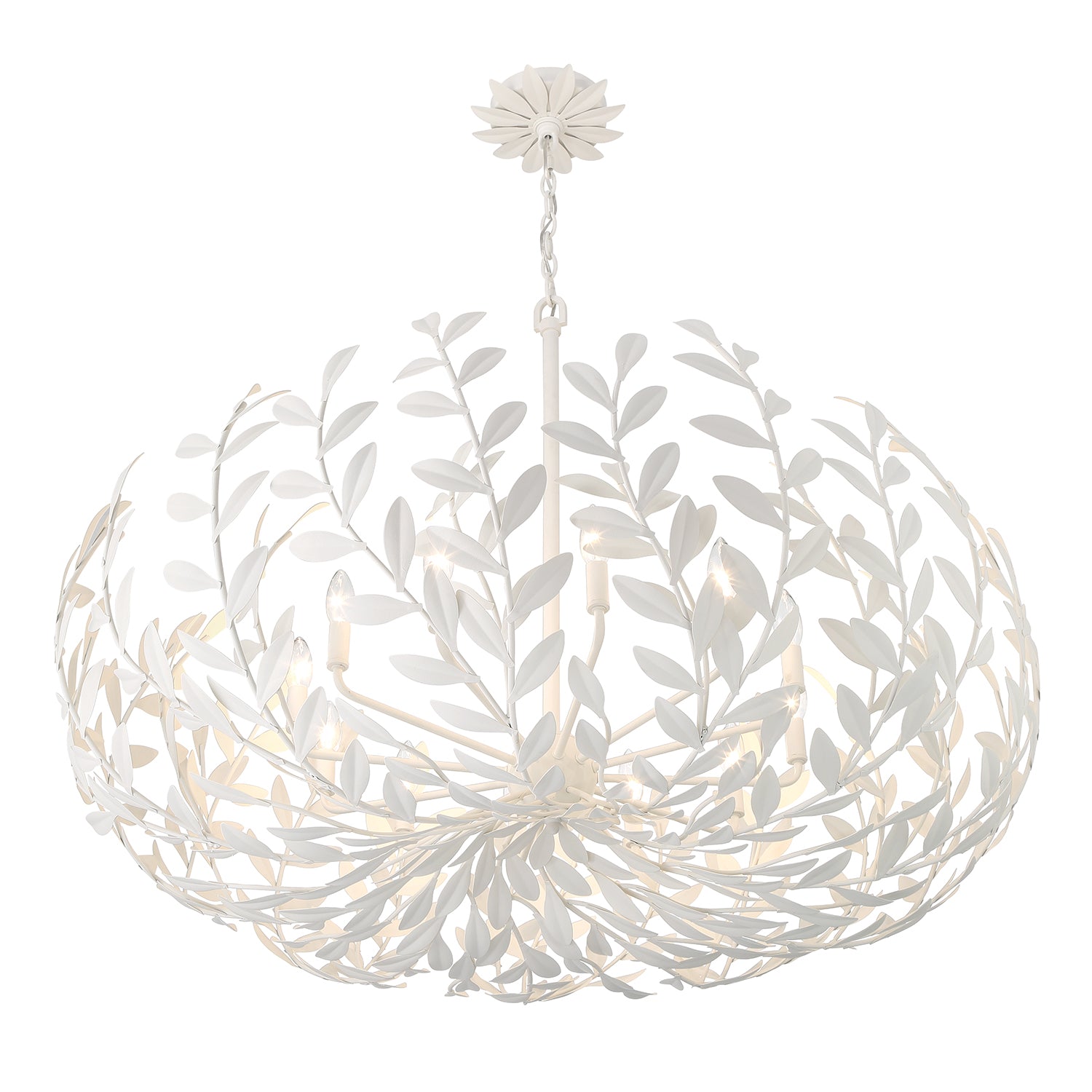 Crystorama Broche 569-MT – 42 Inch – 12 Light – Chandelier – Matte White – Damp Rated