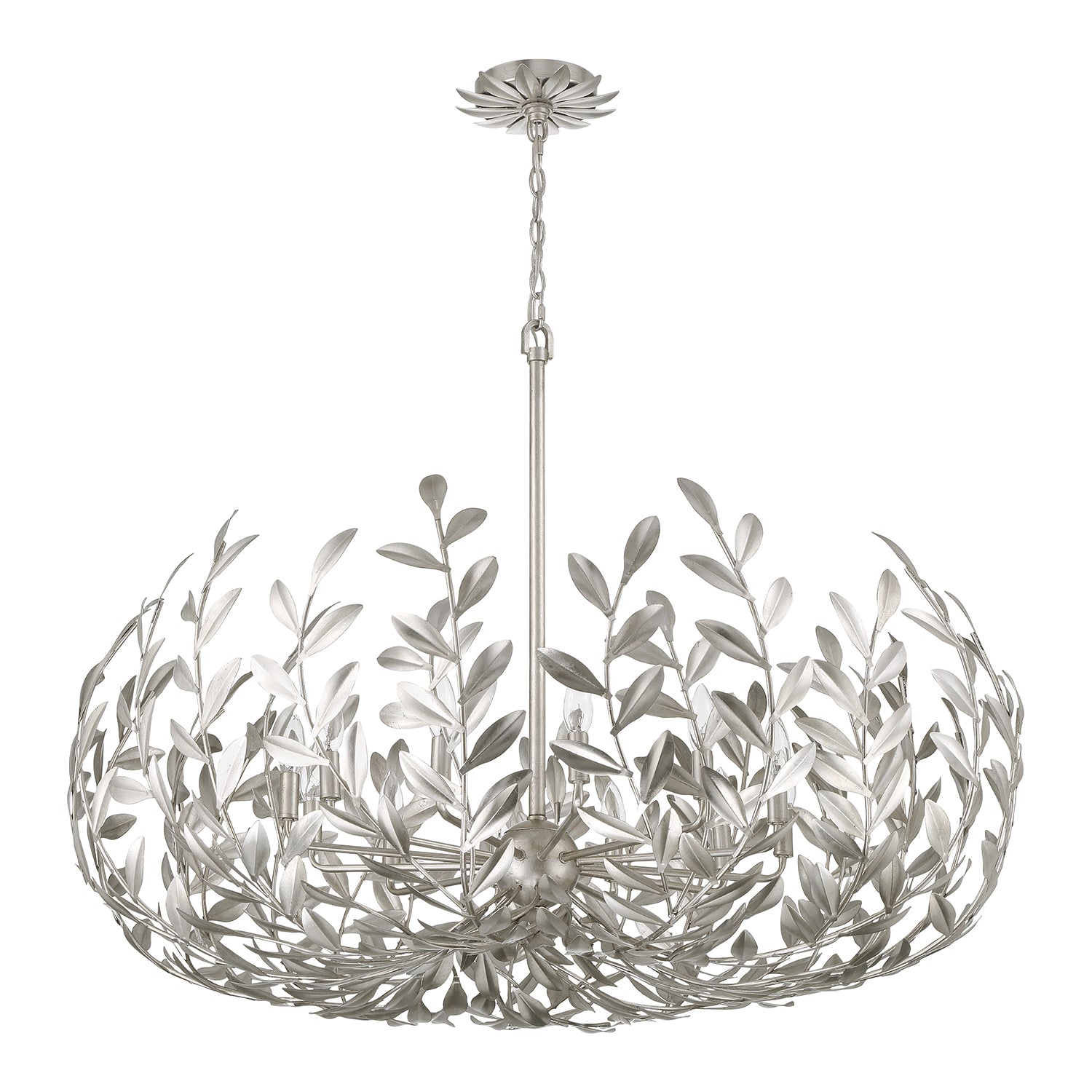 Crystorama Broche 569-SA – 42 Inch – 12 Light – Chandelier – Antique Silver – Damp Rated