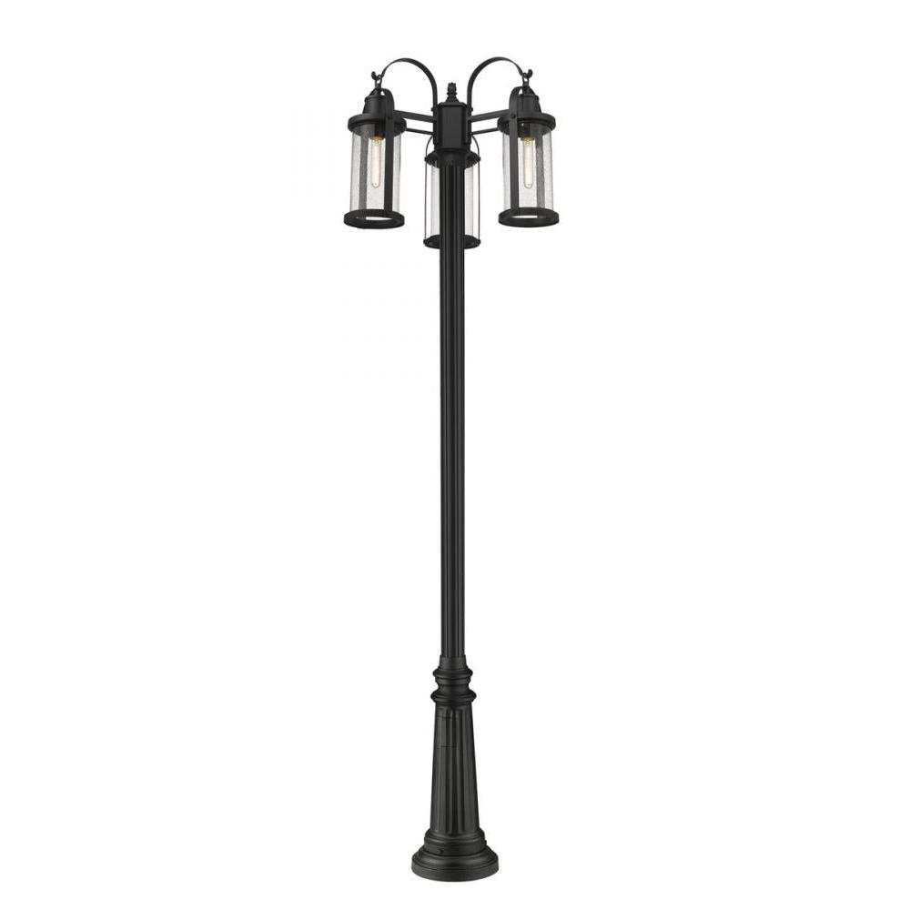 3 Light Outdoor Post Mounted Fixture-Clear Seedy