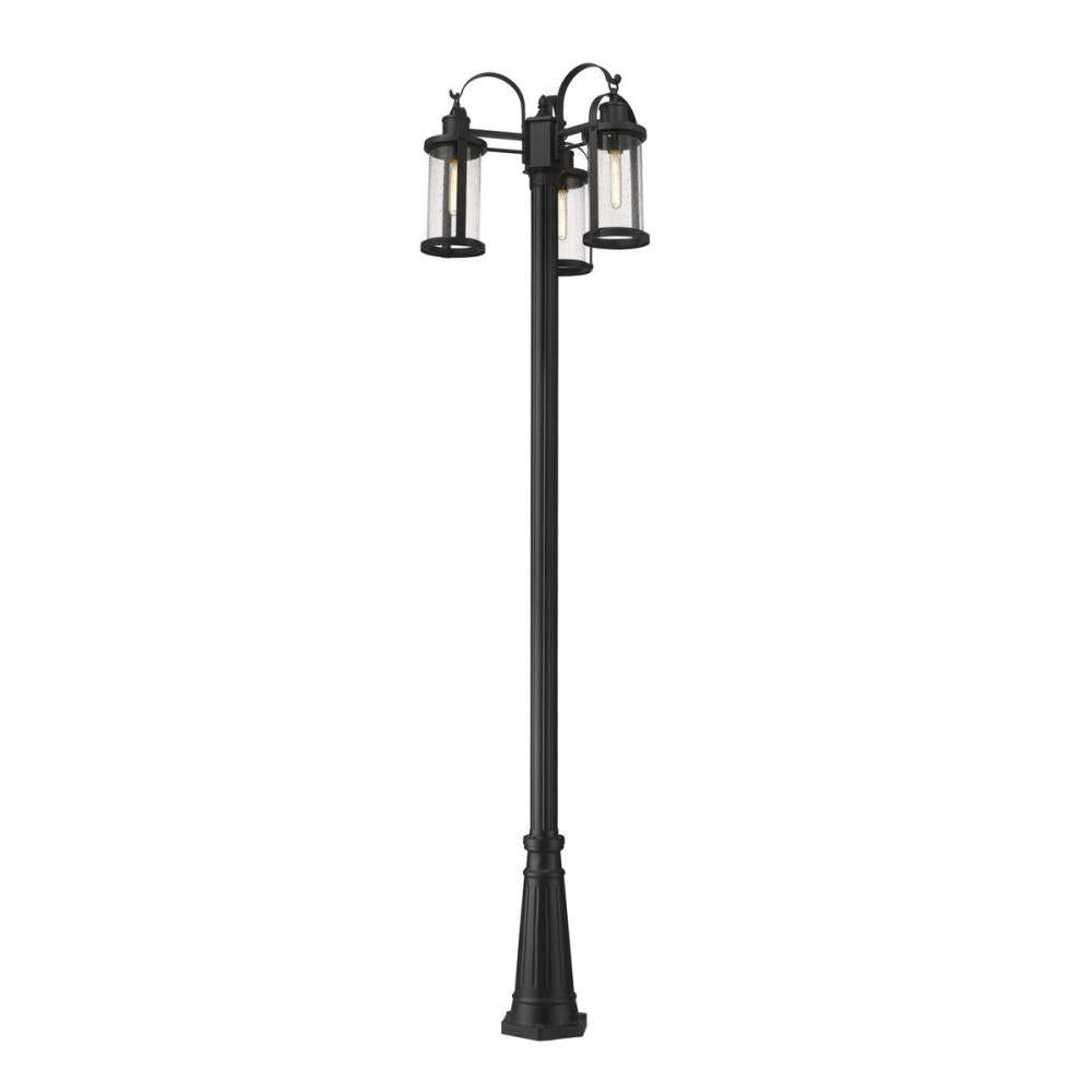 3 Light Outdoor Post Mounted Fixture-Clear Seedy