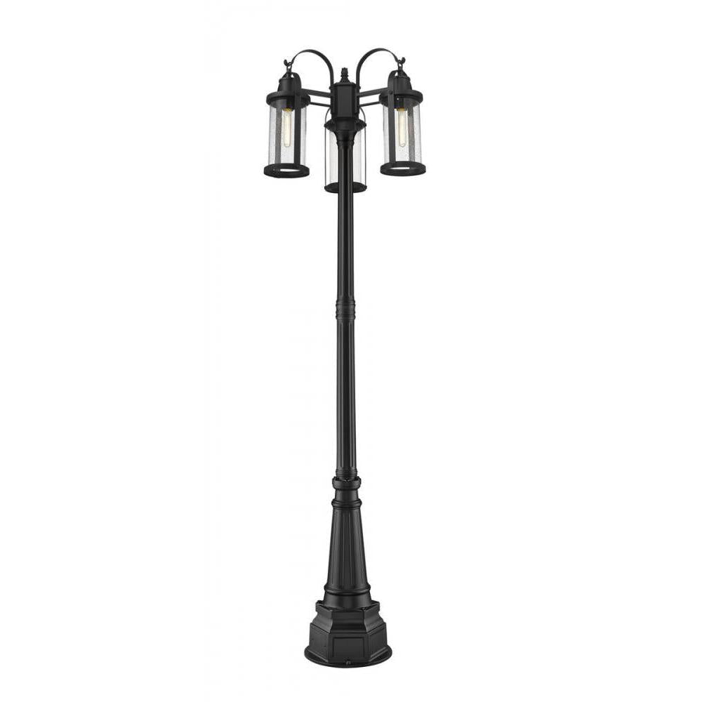 3 Light Outdoor Post Mounted Fixture-Clear Seedy