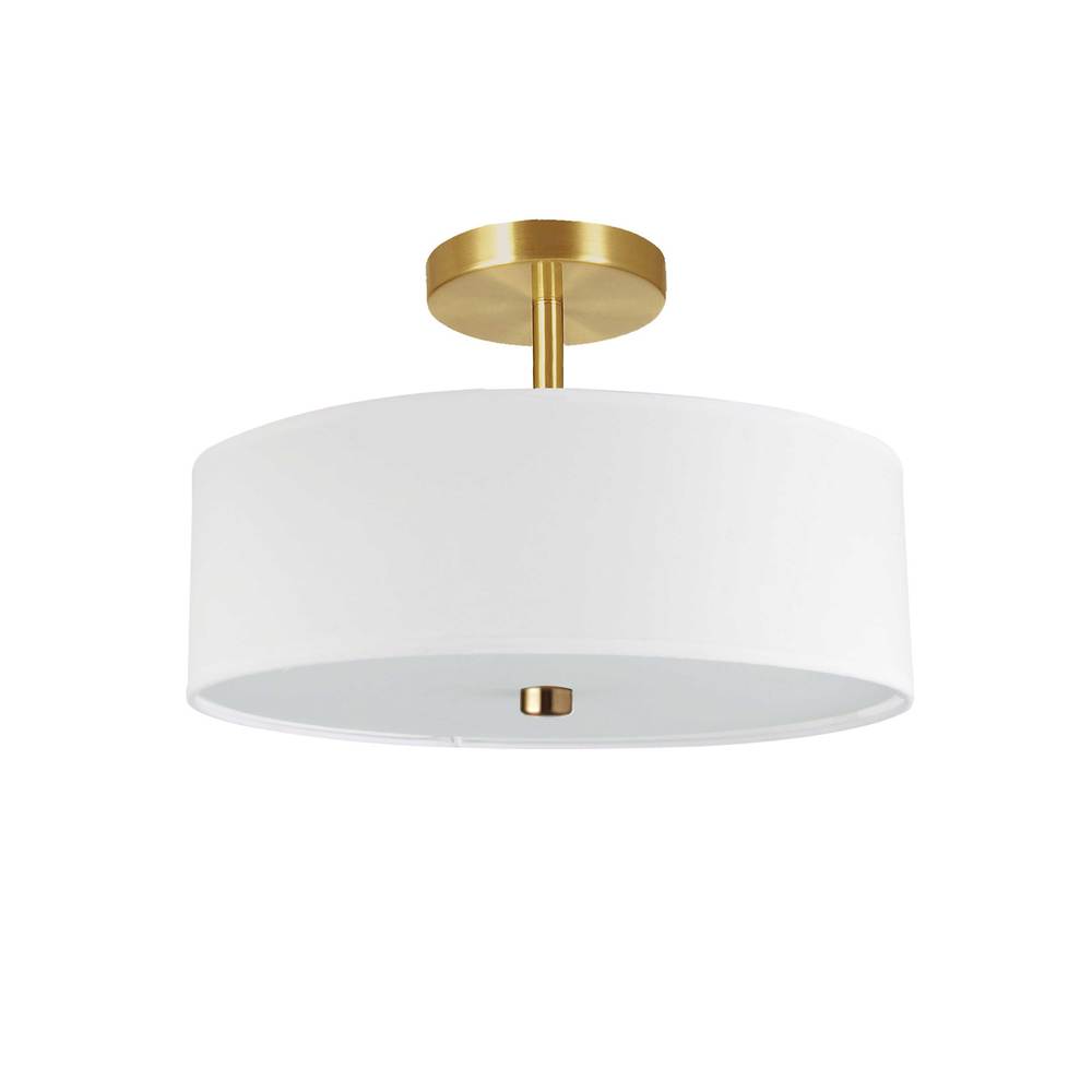 Dainolite EVERLY 571-143SF-AGB-WH Semi Flush Mt Transitional - Aged Brass