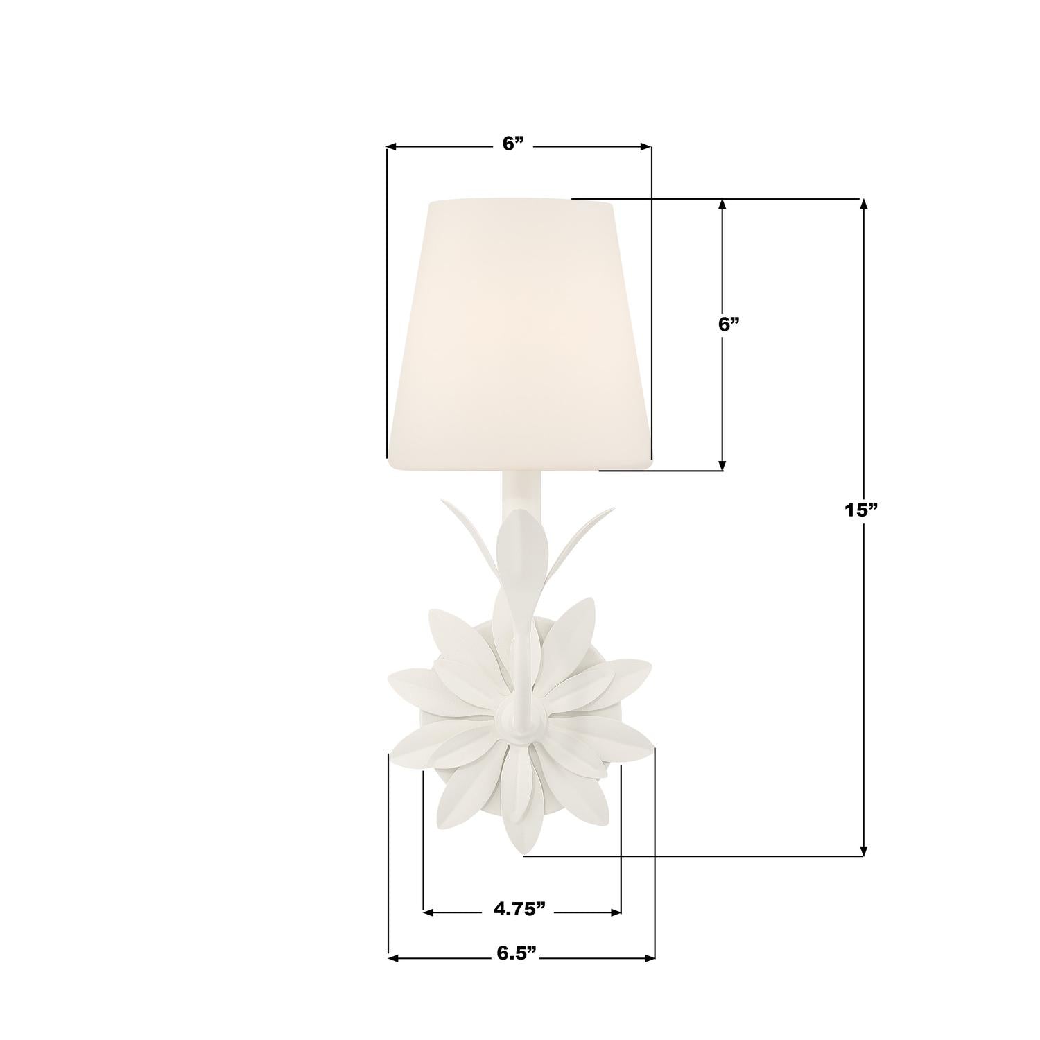 Crystorama Broche 571-OP-MT – 6.5 Inch – 1 Light – Sconce – Matte White – Damp Rated